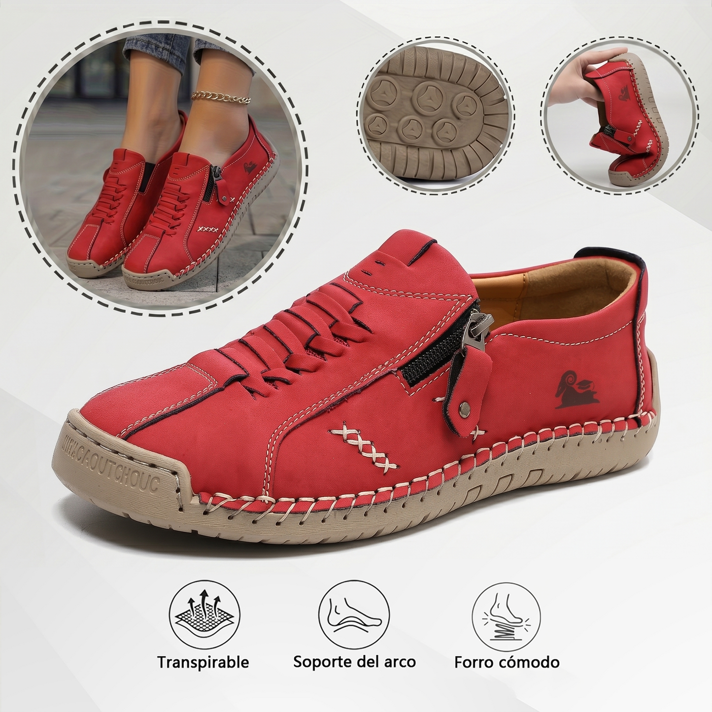 🔥 Dzisiejsza oferta specjalna: 60% zniżki! 🎁 Damskie skórzane mokasyny zapinane na suwak, wygodne, ergonomiczne buty, wsuwane, codzienne buty do chodzenia