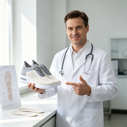 Ortopedyczne buty sportowe z siateczką — z podparciem łuku stopy, łagodzące ból; miękkie i amortyzujące.