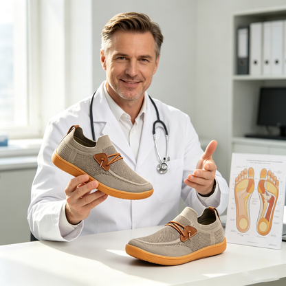 Ortopedyczne buty sportowe z siateczką — z podparciem łuku stopy, łagodzące ból; miękkie i amortyzujące.