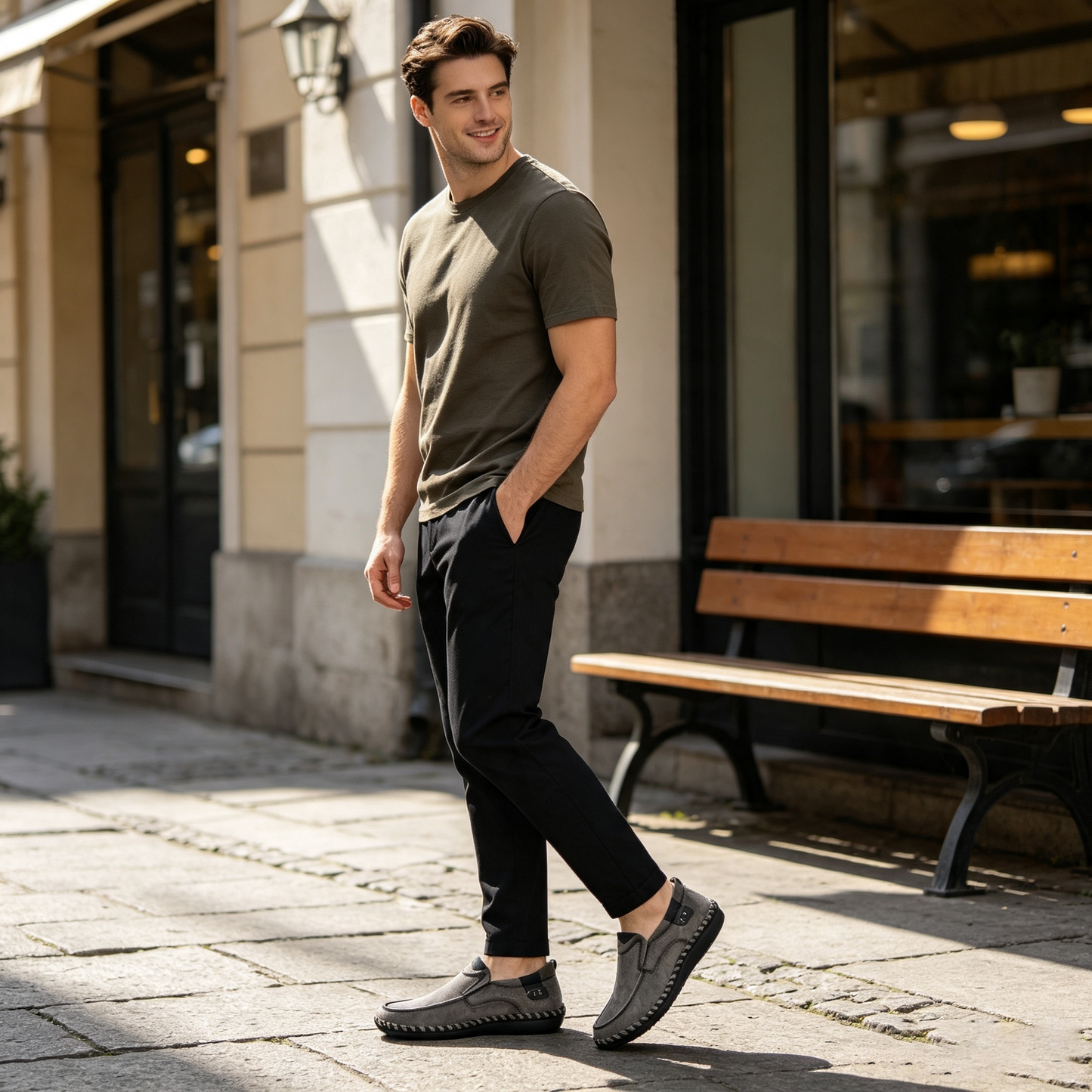 Wygodne buty ortopedyczne — ergonomiczne podparcie łuku stopy, łagodzące ból, szeroki krój, który nie uciska stóp.