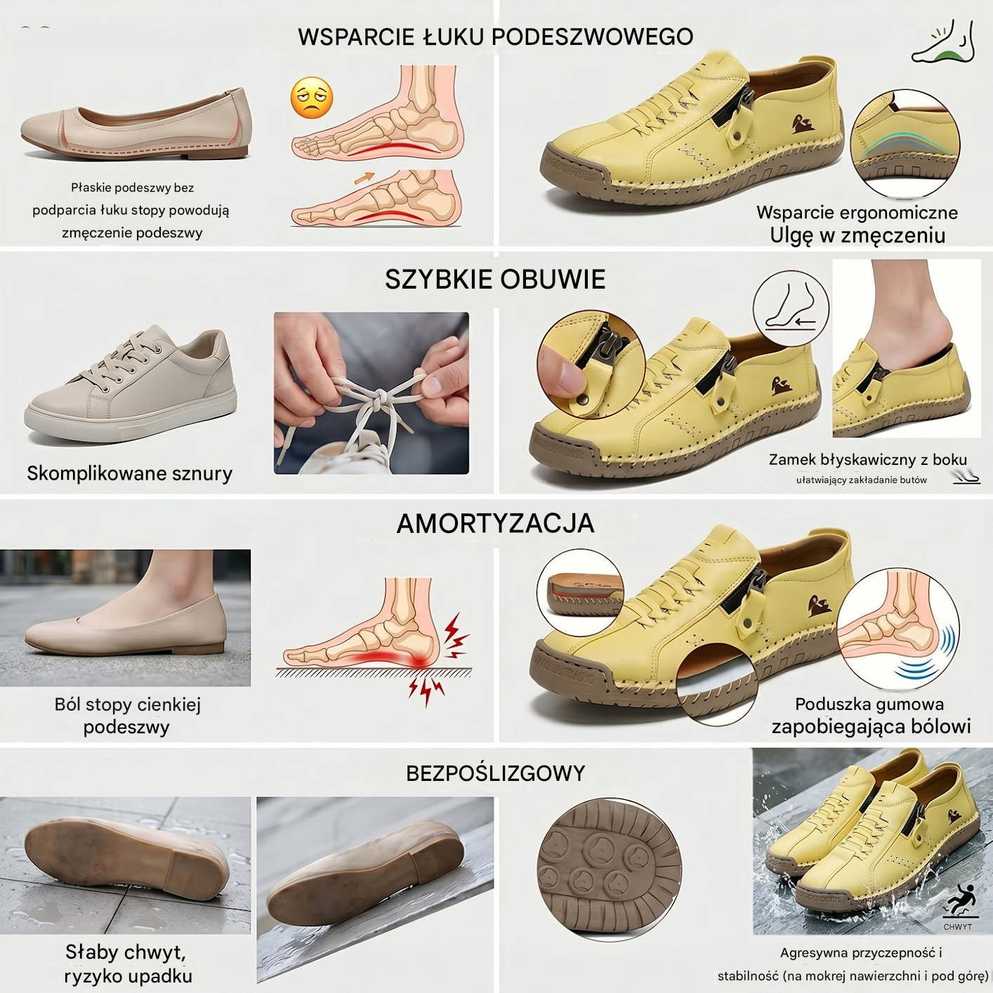 🔥 Dzisiejsza oferta specjalna: 60% zniżki! 🎁 Damskie skórzane mokasyny zapinane na suwak, wygodne, ergonomiczne buty, wsuwane, codzienne buty do chodzenia