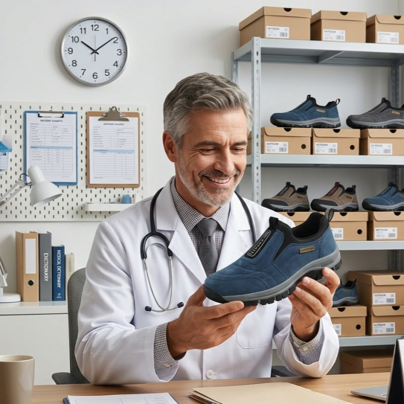 🔥 50% zniżki tylko dziś! Nie przegap! ⏰ Ergonomicznie zaprojektowane buty ortopedyczne – zapewniają naturalne wsparcie łuku stopy 👞 Skutecznie łagodzą ból stóp