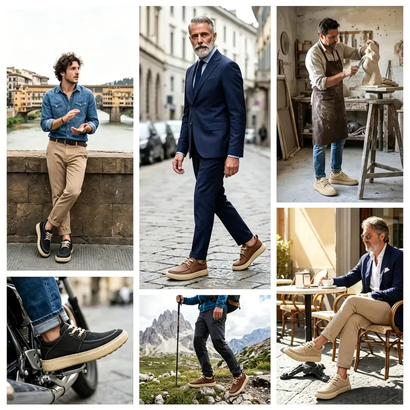 🔥 Męskie buty ze skóry cielęcej, ręcznie robione w Australii 👞 Inteligentne uśmierzanie bólu, łatwe zakładanie i zdejmowanie ✅ W pełni korygujące: wodoodporne i antypoślizgowe