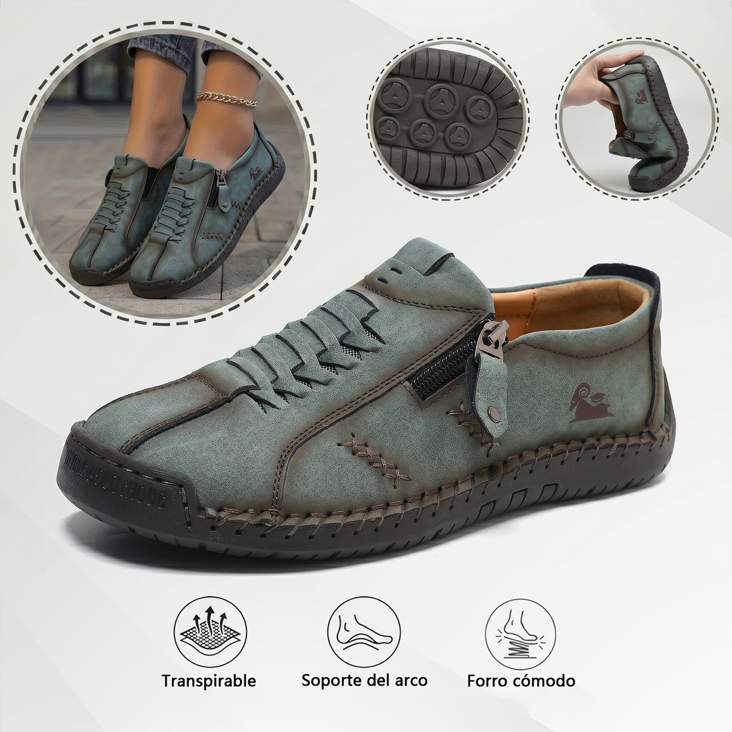 🔥 Dzisiejsza oferta specjalna: 60% zniżki! 🎁 Damskie skórzane mokasyny zapinane na suwak, wygodne, ergonomiczne buty, wsuwane, codzienne buty do chodzenia