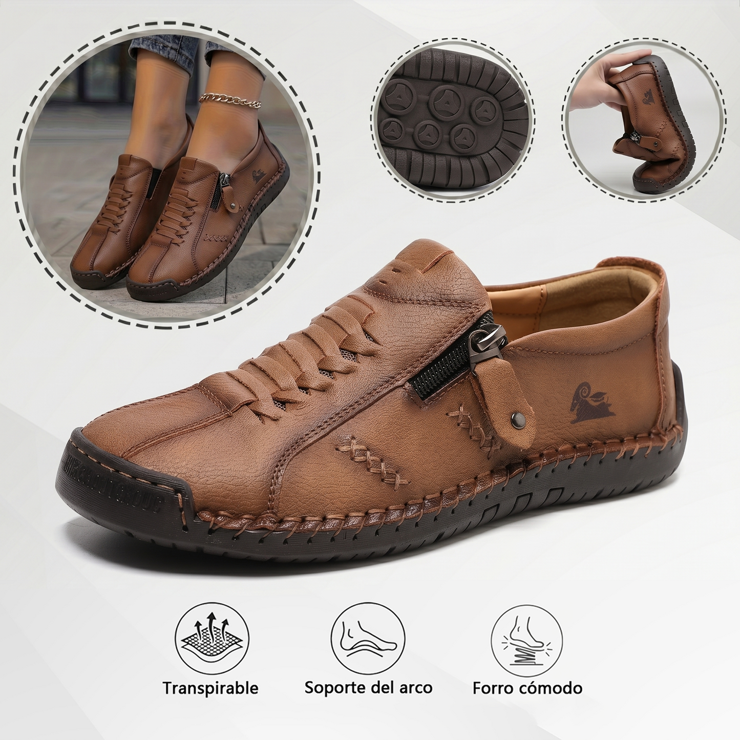🔥 Dzisiejsza oferta specjalna: 60% zniżki! 🎁 Damskie skórzane mokasyny zapinane na suwak, wygodne, ergonomiczne buty, wsuwane, codzienne buty do chodzenia