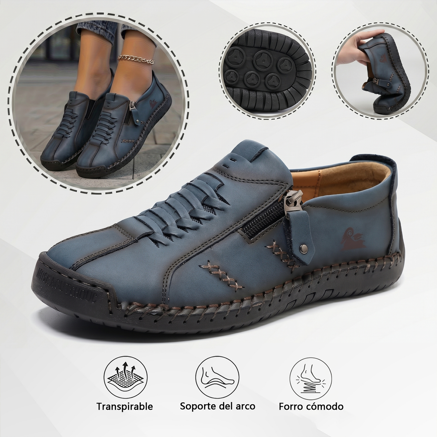 🔥 Dzisiejsza oferta specjalna: 60% zniżki! 🎁 Damskie skórzane mokasyny zapinane na suwak, wygodne, ergonomiczne buty, wsuwane, codzienne buty do chodzenia