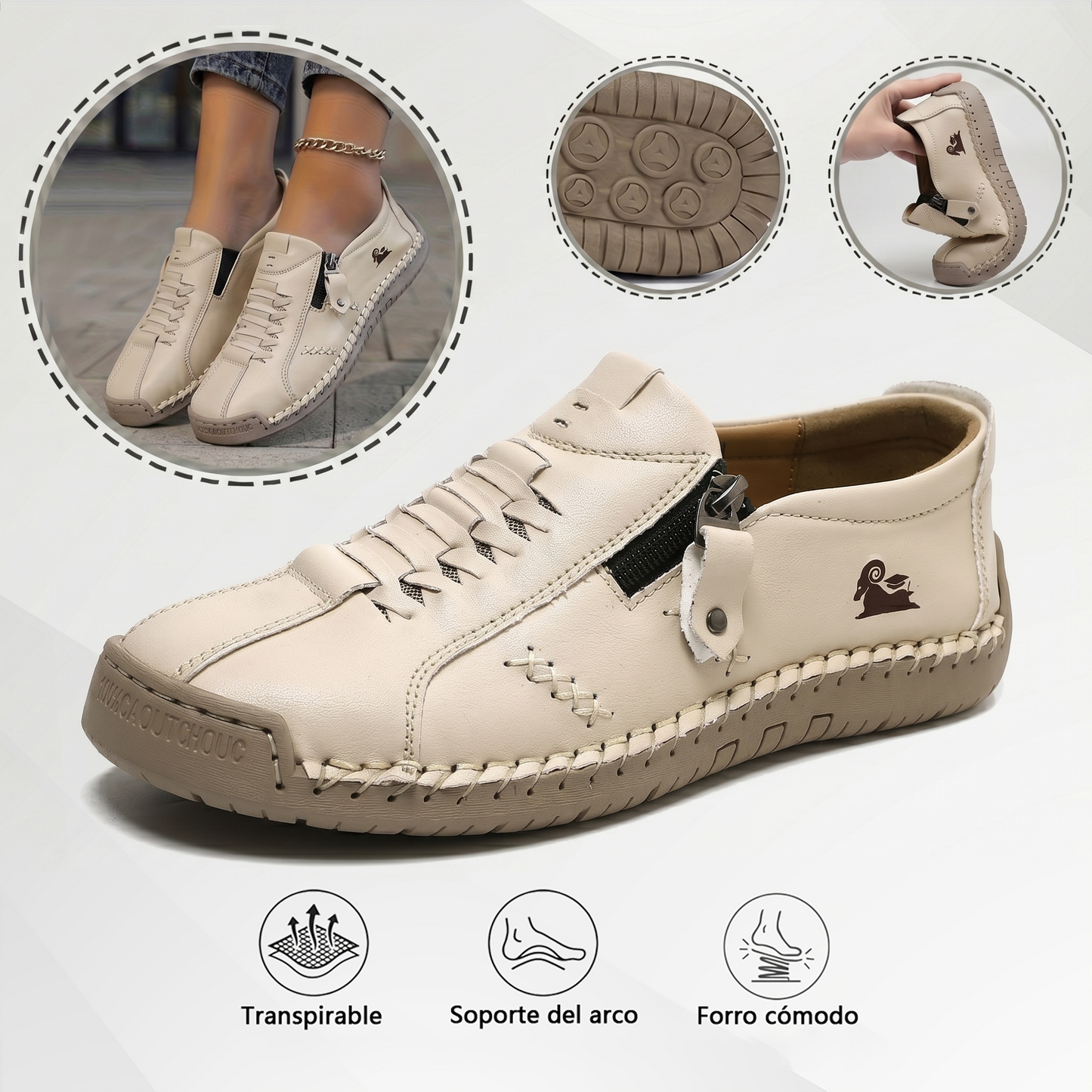 🔥 Dzisiejsza oferta specjalna: 60% zniżki! 🎁 Damskie skórzane mokasyny zapinane na suwak, wygodne, ergonomiczne buty, wsuwane, codzienne buty do chodzenia