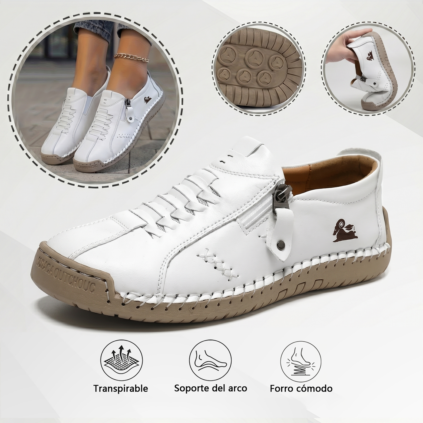 🔥 Dzisiejsza oferta specjalna: 60% zniżki! 🎁 Damskie skórzane mokasyny zapinane na suwak, wygodne, ergonomiczne buty, wsuwane, codzienne buty do chodzenia
