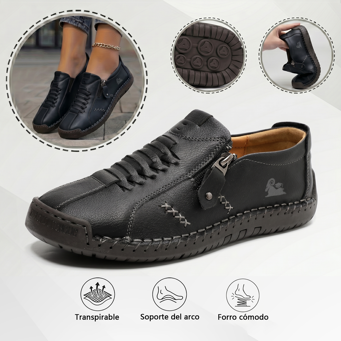 🔥 Dzisiejsza oferta specjalna: 60% zniżki! 🎁 Damskie skórzane mokasyny zapinane na suwak, wygodne, ergonomiczne buty, wsuwane, codzienne buty do chodzenia